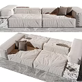 Modern Sofa Set With Modular Design Beige Upholstery Gray Cushions And Marble Accents