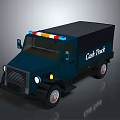 Armored Blue Cash Truck With Emergency Lights And Secure Transport Design