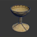 Decorative Ceramic Household Goblet With Hand Painted Geometric Patterns Wide Base And Colorful Rim