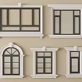 Casement Windows With Various Styles White Frames And Black Sashes Design 3d model