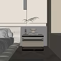 Minimalist Entryway Cabinet Side Cabinet With White Grey Finish And Decorative Vase Books On Top