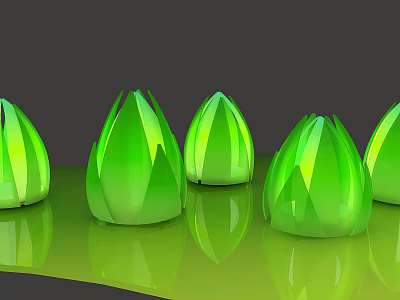 Green Decorative Lamps with Leaf Shaped Structure Smooth Surface and Reflective Effect 3d model