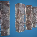 Rusty Metal Columns With Rough Surface And Structural Reinforcements On Blue Background