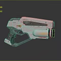 Futuristic Sci Fi Handgun Weapon With White Body Blue Details And Ergonomic Grip Design