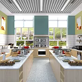 Modern School Cafeteria Interior With Bright Lighting Clean Countertops And Food Displays