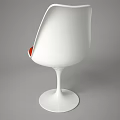 Modern White Chair and Table Set with Red Cushions and Pedestal Base