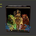 Black Decorative Cabinet With Female Figure Lions And Green Leaves Design