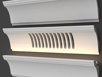 White Curved Decorative Molding Components With Hollowed Stripe Illuminated Design 3d model