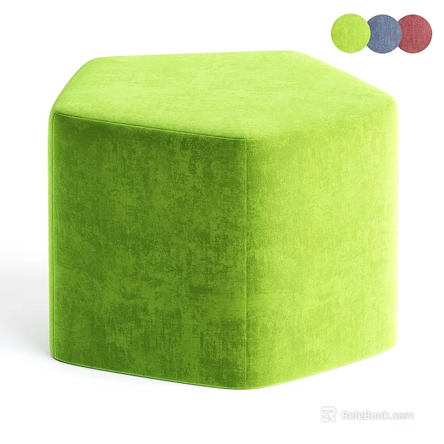 Green Cube Shaped Upholstered Modern Shoe Bench with Soft Fabric Surface 3d model 