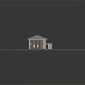 Two Story Detached House With Grey Roof Chimney Wooden Grey Cladding Large Glass Windows Lawn