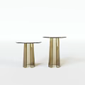 Modern Glass Top Side Tables With Elegant Pedestal Bases In Golden Finish Design