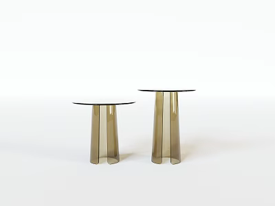 Modern Glass Top Side Tables With Elegant Pedestal Bases In Golden Finish Design 3d model