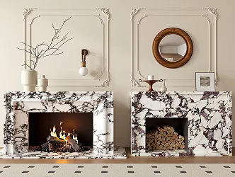 French Vintage Fireplace Marble Fireplace 3d model