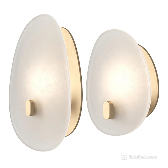 Modern Wall Sconces Pair With Brass Frame And Frosted Glass Shade Design 3d model 