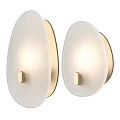 Modern Wall Sconces Pair With Brass Frame And Frosted Glass Shade Design