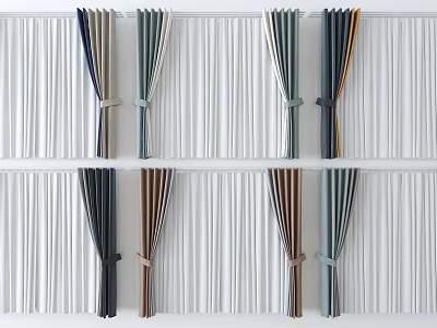 Collection of Various Colored Curtains With Tiebacks In Modern Home Styles 3d model