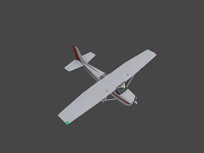 Small White Airplane With Red And Green Wing Markers On Gray Background 3d model