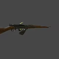 Vintage Military Style Rifle With Wooden Stock Metal Barrel Magazine And Bullet Detail