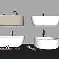 Modern Bathtub Bidet Round Bathtub Slippers Bathroom Small Pieces 3d model