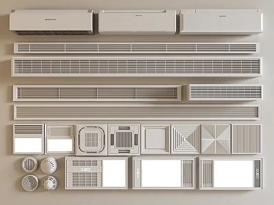Various Air Conditioner Air Vents With Modern Grille Designs And Different Shapes 3d model
