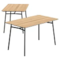 Two Modern Wooden Desks with Black Metal Legs and Smooth Surface