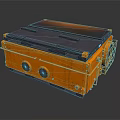Heavy Duty Industrial Orange Equipment With Black Top Metal Railings And Circular Sides