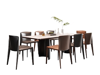 Modern Dining Table and Chair 3d model