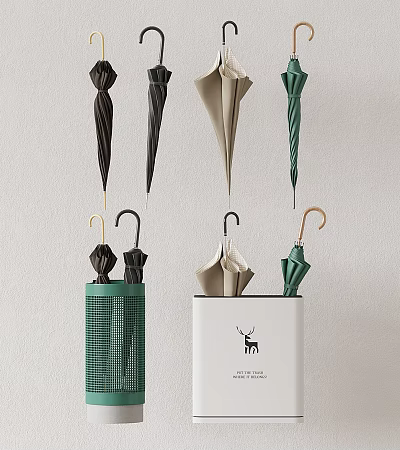 Stylish Umbrellas And Creative Umbrella Stands For Home 3d model