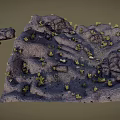 Natural Mountain Landscape With Rocky Terrain And Scattered Green Vegetation