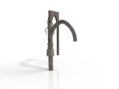 Vintage Hand Water Pump With Cast Iron Body Curved Spout And Handle Lever 3d model