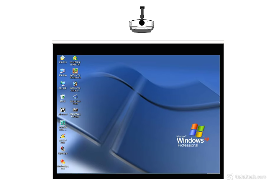 Projection Monitoring System with Projector Displaying Windows Desktop on Screen for Real-time Surveillance 3d model 