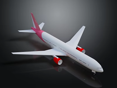 White Airplane Model With Red Tail and Red Engines On Black Background 3d model