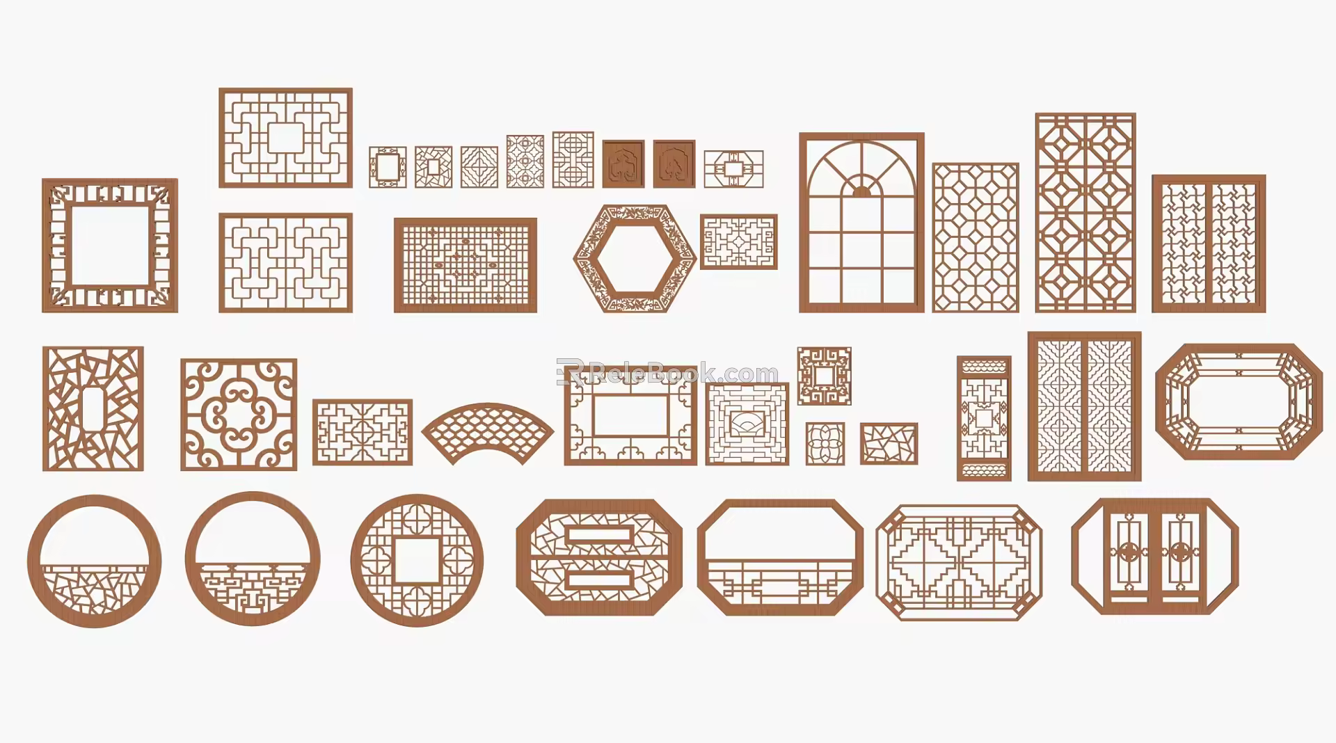 Chinese-style openwork window 3d model