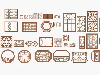 Chinese-style openwork window 3d model