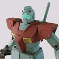 Detailed Green And Red Mecha Robot Model With Shield Weapon And Accessories
