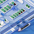 Modern Logistics Industrial Factory Area With Cranes Containers Transport Vehicles And Green Trees