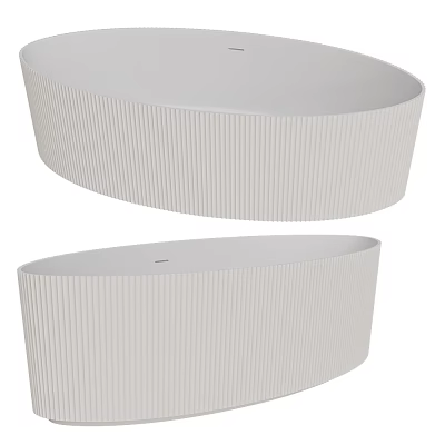 White Oval Bathtub with Ribbed Texture for Modern Bathroom Design 3d model