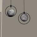 Moon Textured Pendant Lights With Metal Ring Frame In Modern Interior Space 3d model