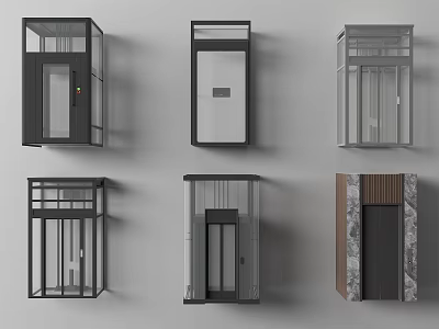 Various Modern Elevator Design Styles With Glass Metal And Marble Exteriors 3d model