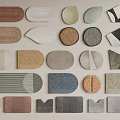 Various Shaped Rugs with Geometric Patterns Neutral Tones and Woven Textures for Home Decor