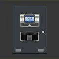 Gray Casing Computer Control Panel With Digital Display Screen Control Buttons And Security Lock