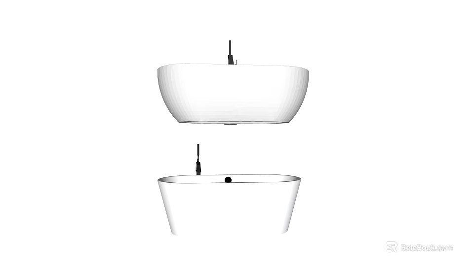 Modern White Bathtub Hanging And Freestanding Design For Contemporary Bathrooms 3d model 