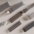 Gray Textured Modern Bed Linens With Striped Grid And Wrinkled Patterns