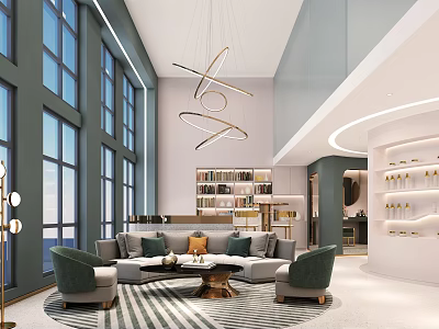 Modern Beauty Hair Salon Interior With Styling Chairs And Mirrors 3d model