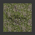 Square Shaped 3D Terrain Model With Green Vegetation And Rocky Texture 3d model
