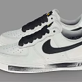 White Nike Sneakers With Black Laces And Small Yellow Flower On Tongue