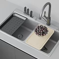 Stainless Steel Kitchen Sink With Drain Board Cutting Board Grapes And Faucet