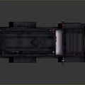 Pixel Art Military Vehicle Dark Colored Body with Large Tires and Roof Equipment