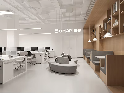 Modern Public Office Space Interior With Workstations Ergonomic Chairs And Collaborative Seating Areas 3d model