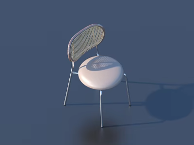 Modern Leisure Chair With Metal Frame Round Padded Seat And Breathable Mesh Backrest Design 3d model